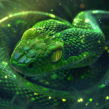 green snake in the sun