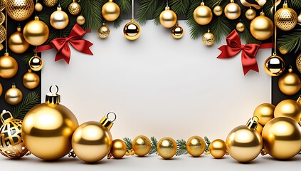 gold balls ribbons adorn christmas banner festive tree decorations perfect promoting events products visually