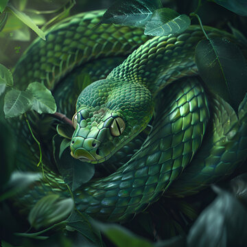 green snake in the garden