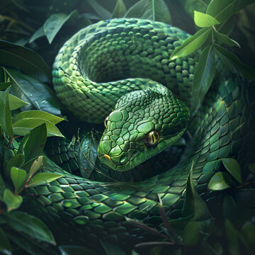 green snake in the garden
