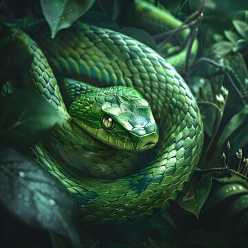 green snake in the garden