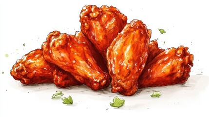 Minimalist Buffalo Wings Doodle Tattoo Design on White Background