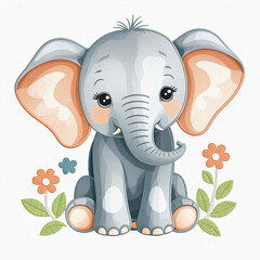 Naklejka premium cute elephant on white background, applique for children's t-shirts