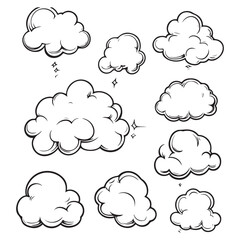Set of speech bubbles, Clouds sketches. Vector illustration isolated on white background, Comic Speech Bubbles