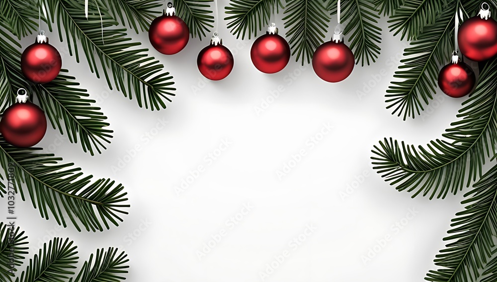 Aufkleber seamless christmas pattern features tree branches white background garland empty space photo overlay