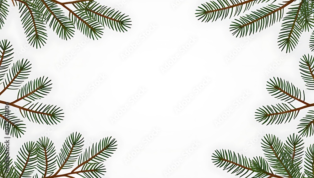 Poster seamless christmas pattern features tree branches white background garland empty space photo overlay