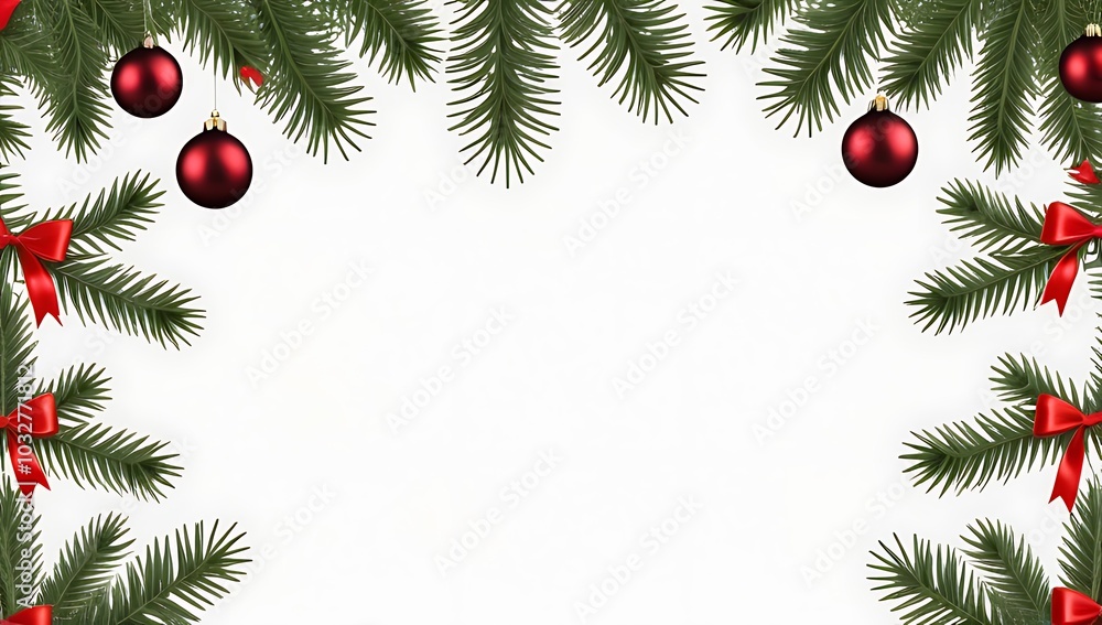 Poster seamless christmas pattern features tree branches white background garland empty space photo overlay