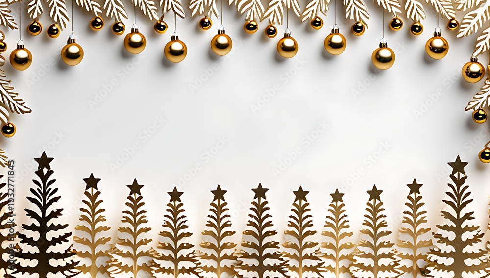 Poster seamless christmas pattern features tree branches white background garland empty space photo overlay