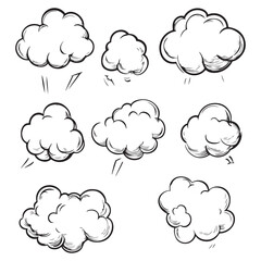 Set of speech bubbles, Clouds sketches. Vector illustration isolated on white background, Comic Speech Bubbles