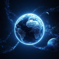 Naklejka premium Frozen planet earth in space