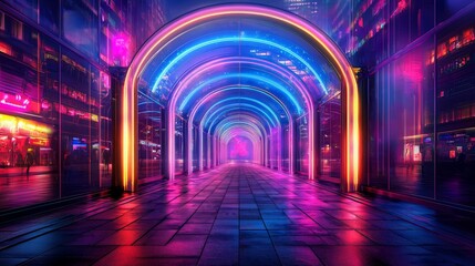 Modern Archway with Beautiful Neon Lighting