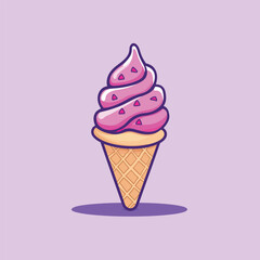 Juicy Fruit-Filled Ice Cream in Waffle Cup Vector Art