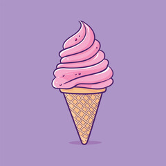Ice Cream Waffle Cup Vector with Fresh Fruit Filling