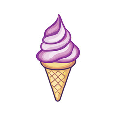 Vector Illustration of Ice Cream with Fruity Filling in Waffle Cone