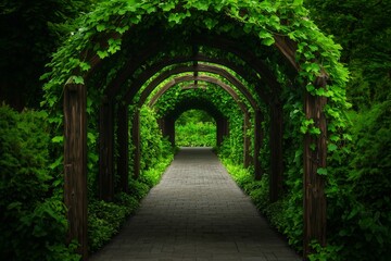 Lush Overgrown Garden Archway Pathway
