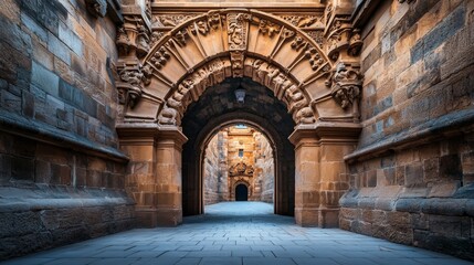 Fototapeta premium Majestic Medieval Stone Archway in a Historic Setting