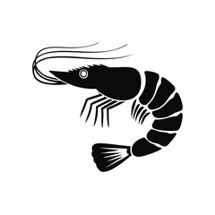 Modern Shrimp Silhouette Linocut Vector Art for Posters and Logos
