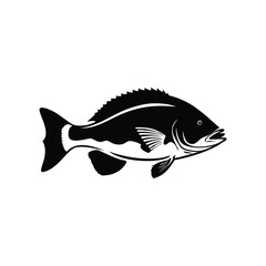 Bass Fish Icon Vector Silhouette for Logos and Branding