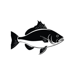 Simple Bass Fish Silhouette Vector Icon Design