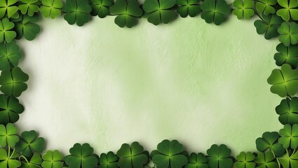 Shamrock Frame on Light Green Background for St. Patrick's Day