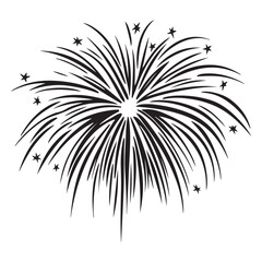 Fireworks burst black symbol vector illustration isolated on white background. Silhouette icon, Great for happy new year or independence day graphic design