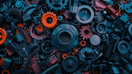 Close-Up of Intricate Machinery for Recycling Processes