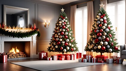 vibrant christmas decorations festive scene realistic lighting effects stunning holiday visual