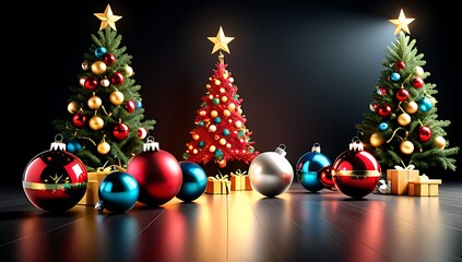 vibrant christmas decorations festive scene realistic lighting effects stunning holiday visual
