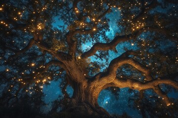 Obraz premium A Tree's Embrace of a Starry Night Sky