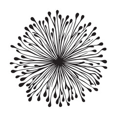 Obraz premium Fireworks burst black symbol vector illustration isolated on white background. Silhouette icon, Great for happy new year or independence day graphic design