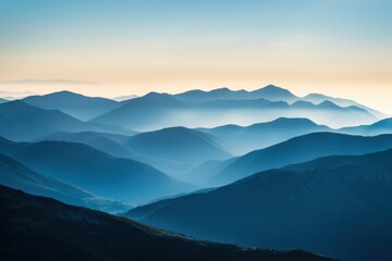 Obraz premium Blue Mountains Silhouettes with Morning Mist