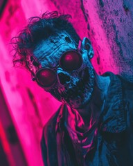 zombie looking at me in cyberpunk color palettes 6