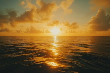 Obraz premium Sunset Reflection on Rippling Ocean Water