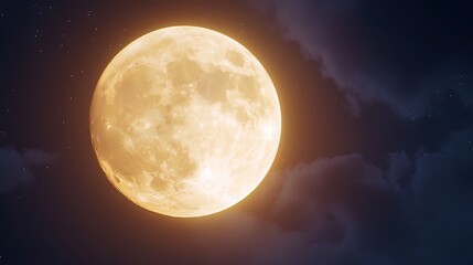 Striking Full Moon Casting Light Over Dark Forest Night Image