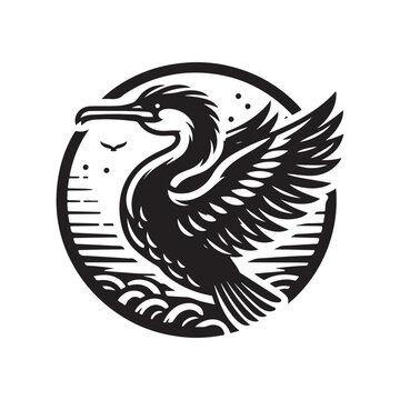 recommend clip art: Stunning Cormorant Silhouette Vector Illustration - Ready for Print and Digital Use