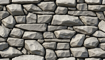 Fototapeta premium Realistic stone wall texture with irregularly shaped stones in a light gray color