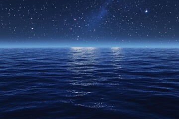 Fototapeta premium Starry Night Sky Reflected on a Calm Ocean Surface