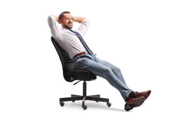Businessman relaxing in an office chair