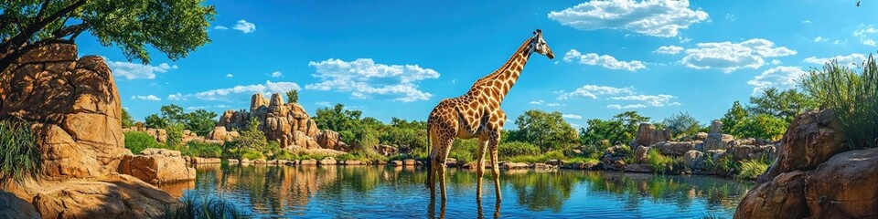 Obraz premium giraffe close up wild animal. Selective focus