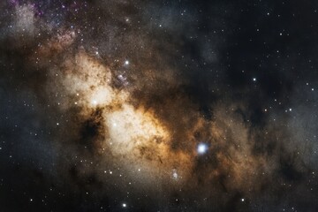 Naklejka premium A Night Sky Filled with Stars and a Dense Band of the Milky Way