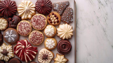 Fototapeta premium Decorated Christmas cookies in red and white