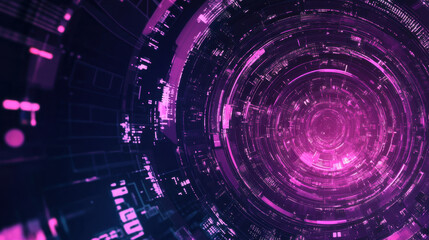 Obraz premium Captivating waves of purple light shimmering in a digital landscape at twilight