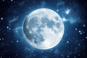 Obraz premium A Full Moon Glowing in a Starry Night Sky