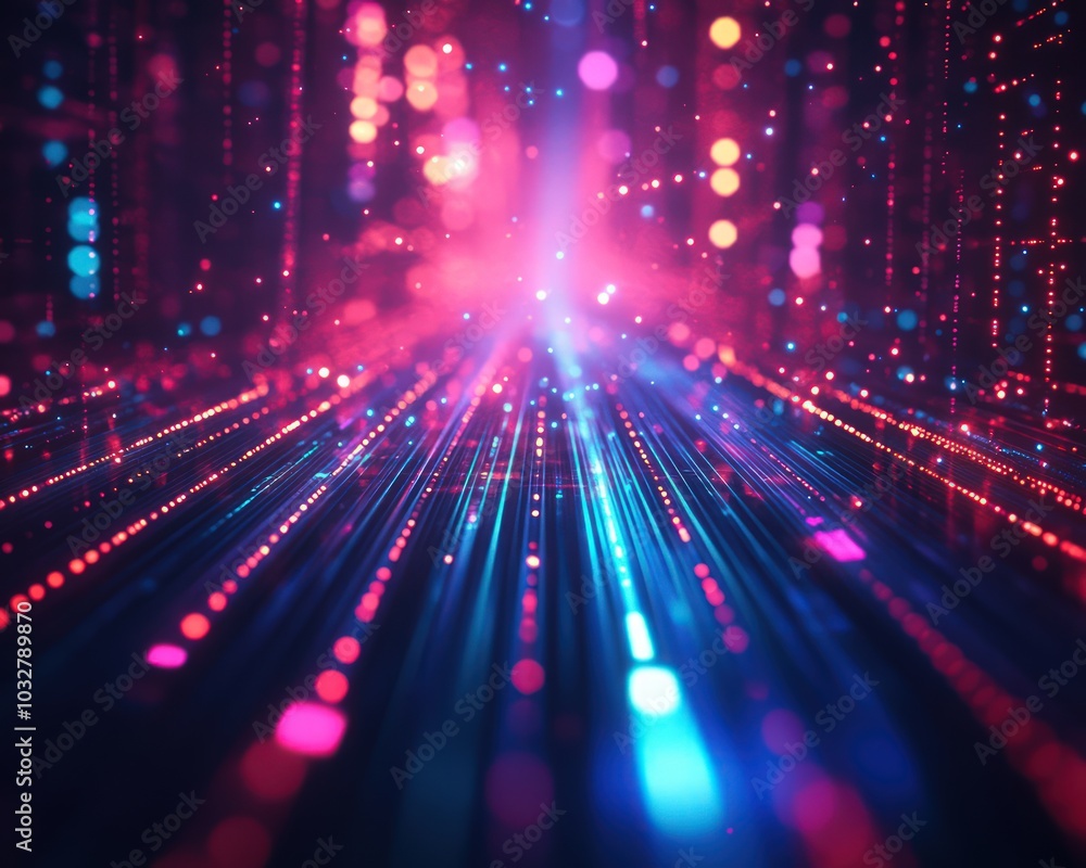 Poster digital pulse pattern with sharp lines and glowing light effects
