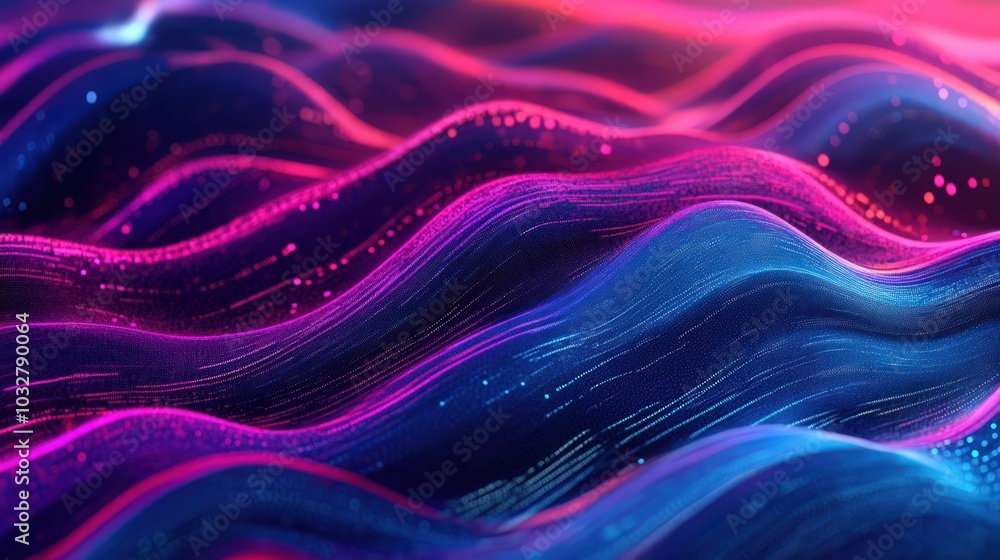 Poster digital wave pattern mimicking data flows in futuristic colors