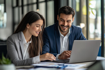 Fototapeta premium Business Partners Collaborating on a Project in the Office
