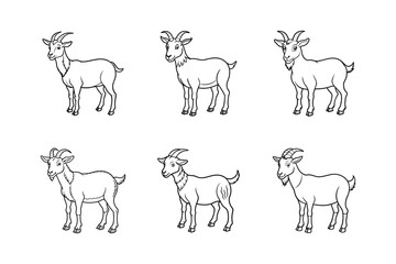 Farm animal silhouette goat sets icon outline icon vector illustration.	