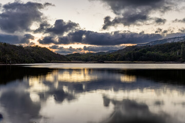 reflection of clouds in lake