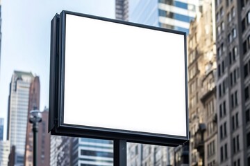 Obraz premium rectangular billboard with blank white background for advertising on the street of modern city