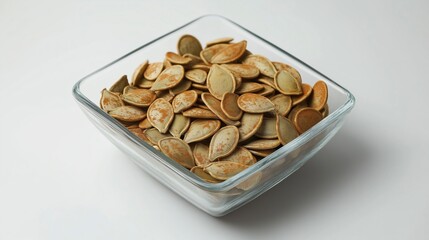 Roasted Pumpkin Seeds in Glass Bowl